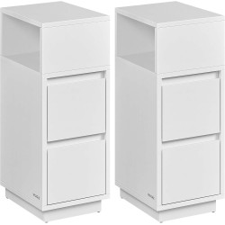 2x vysoký noční stolek se šuplíky bílý 30x25x65 cm do manželské ložnice