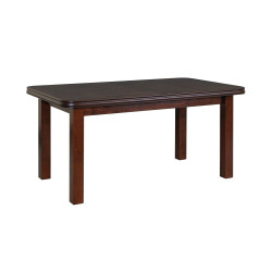 Tmavě hnědý obdélníkový rozkládací jídelní stůl se zaoblenými rohy 160-200 cm