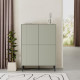 Designová obývací komoda provence bledě zelená 150 cm, dvířka + otevřené police