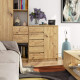 Hnědá dřevěná komoda dub artisan šířka 80 cm, šuplíky + skříňka, 80x97x35 cm