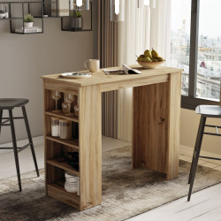 Úzký barový stůl s policemi dub Wotan do kuchyně / jídelny 120x102x52 cm