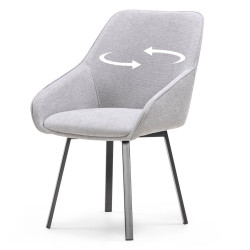 Pohodlná polstrovaná otočná židle k jídelnímu stolu světle šedá látka