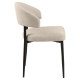 Béžová čalouněná jídelní židle s kovovým rámem do kuchyně / jídelny, zakulacené opěradlo