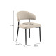 Béžová čalouněná jídelní židle s kovovým rámem do kuchyně / jídelny, zakulacené opěradlo