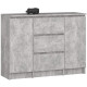 Moderní bezúchytková komoda šedý beton 100 cm se šuplíky a dvířky 101x76x35 cm