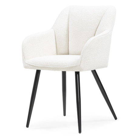 Chlupaté jídelní křeslo světle béžové + černé nohy, do obýváku / pokoje / jídelny