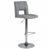 Moderní nastavitelná barová židlička s kulatým kovovým podstavcem, čalounění látka, světle šedá / chrom