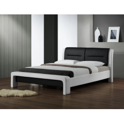 Moderní postel dvoulůžko 160x200 cm černá / bílá, čalounění ekokůže
