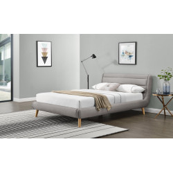 Moderní luxusní manželská postel na nožičkách, sametové čalounění světle šedé 160x200 cm