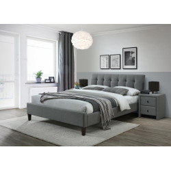 Manželská postel 160x200 cm s čalouněným prošívaným čelem šedá
