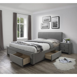 Moderní čalouněná postel 180x200 cm se šuplíky, šedá tkanina