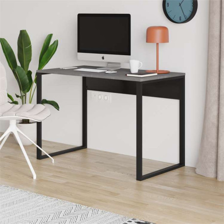 Levný psací stůl lamino + kovový rám 110 cm šedá / černá