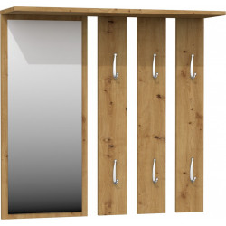 Nástěnná věšáková stěna do chodby / předsíně se zrcadlem dřevo hnědé 85 cm