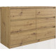 Široká šuplíková komoda dvojitá s bezúchytkovými zásuvkami, dřevo- dub artisan, 120x40x75 cm