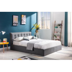 Moderní nižší dvoulůžková čalouněná postel bez nožiček šedá 160x200 cm