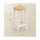 2x skandinávská dřevěná kulatá barová stolička bez opěradla bílá / světle hnědá
