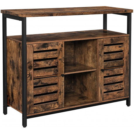 Industriální komoda tmavě hnědá s černým kovovým rámem 100x35x81,5 cm