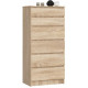Dřevěná skříňka komoda vysoká úzká se šuplíky dub sonoma, 60x40x130 cm