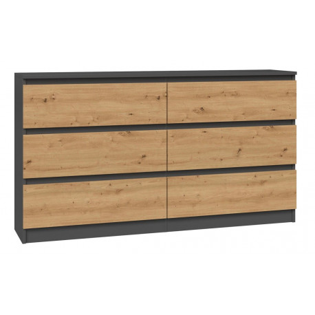 Obývací komoda anracit / dub artisan se šuplíky 138x40x77 cm