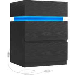 Designový noční stolek černý s LED osvětlením nastavitelné barvy 40x55x35 cm