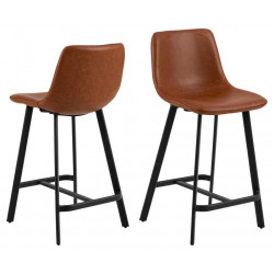 Barová židle koženková hnědá s pevným kovovým rámem, opěrka zad