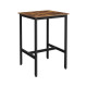 Vysoký barový stůl industriální s kovovým rámem, tmavě hnědá / černá, 60x60x92 cm