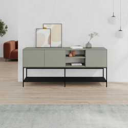 Retro designová komoda šedozelená s kovovým podstavcem 180 cm