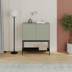 Retro designová komoda šedozelená s kovovým podstavcem 80 cm