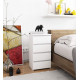 Komoda šuplíky v moderním stylu, lamino, bílá, 40x74x35 cm