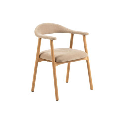 Designová dřevěná židle s čalouněním k jídelnímu stolu béžová / dub