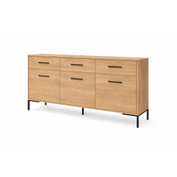 Komoda na nožičkách hnědé dřevo dub artisan / černá 150 cm do obýváku, ložnice 150x85x40 cm