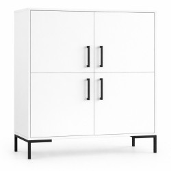 Menší skříňka komoda bílá + černé nožky a úchytky 100 do obýváku / ložnice / chodby, 101x113x40 cm