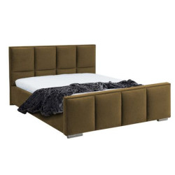 Tmavě hnědá moderní postel 180x200 čalouněná měkkou plyšovou látkou, s roštem