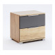 Moderní noční stolek do ložnice dub kraft / matná šedá, 2 šuplíky 50x47x36 cm