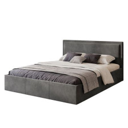 Manželská postel 180x200 čalouněná sametová  s roštem, tmavě šedá