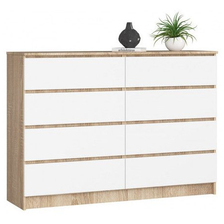 Šuplíková komoda do obývacího pokoje dub sonoma / bílá 138x99x40 cm