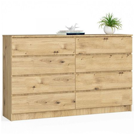 Komoda šířky 160 cm dub artisan šuplíková do obýváku / ložnice / pokoje, 160x99x40 cm
