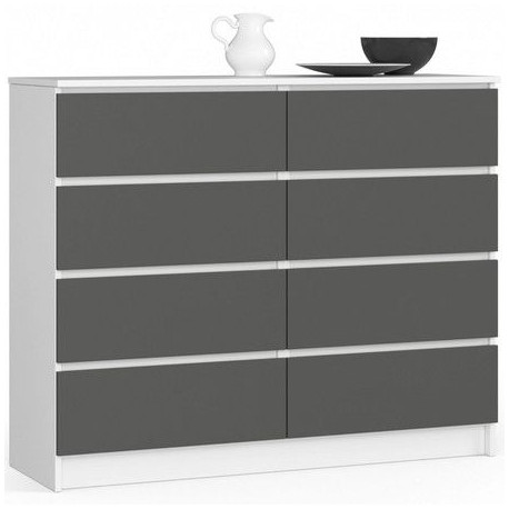 Komoda do ložnice / obývacího pokoje 120 bílá + grafitově šedá matná 120x99x40 cm