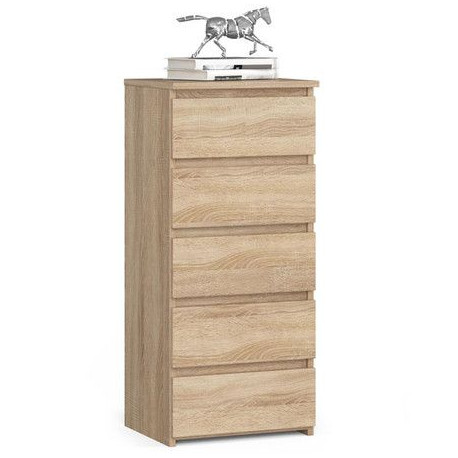 Komoda vysoká úzká světle hnědé dřevo dub sonoma šuplíková 40x92x35 cm