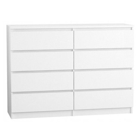 Vyšší komoda se šuplíky šířka 140 cm bílá matná do pokoje / ložnice / chodby, 140x98x40 cm