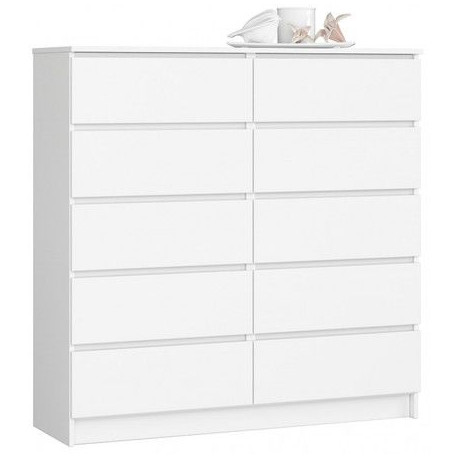Bílá komoda 120 šuplíková na oblečení / ponožky / čepice, 120x121x40 cm