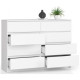 Bílá komoda 140 šuplíková na oblečení / ponožky / čepice, 138x99x40 cm