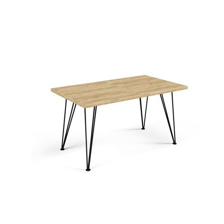 Kuchyňský rozkládací stůl dřevěný - dub artisan, hnědá / černá, tenké kovové nohy, 120-220 cm