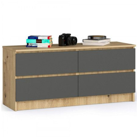 Nízká komoda se šuplíky dub artisan / grafit 120x55x40 cm