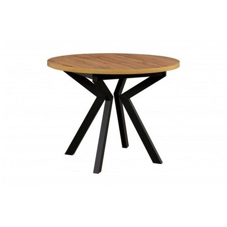 Kulatý jídelní stůl průměr 100 cm dub artisan + černé nohy, pro 4 osoby