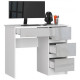 Malý moderní PC stůl šedá lesklá / bílá se šuplíky do kanceláře / dětského pokoje 90 cm