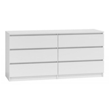 Bílá šuplíková skříňka 140 v moderním designu bez úchytek 138x75x40 cm