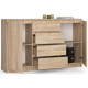 Komoda lamino dub sonoma světle hnědá 160 cm do obýváku / ložnice / předsíně, 160x99x40 cm