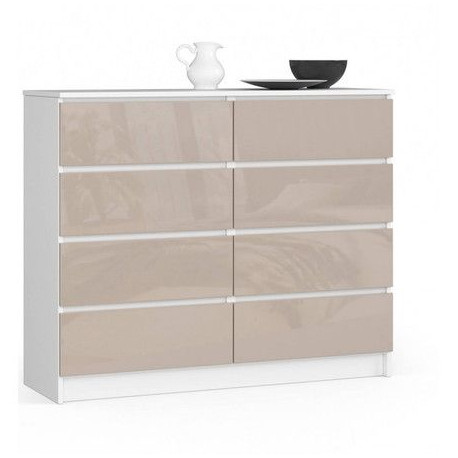 Komoda 120 cm šuplíky béžová lesklá / bílá do předsíně, obýváku, ložnice, 120x99x40 cm