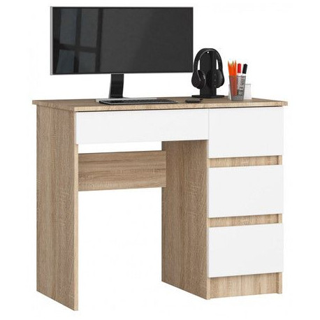 Malý dětský pracovní stůl se šuplíky dub sonoma / bílá 90 cm lamino